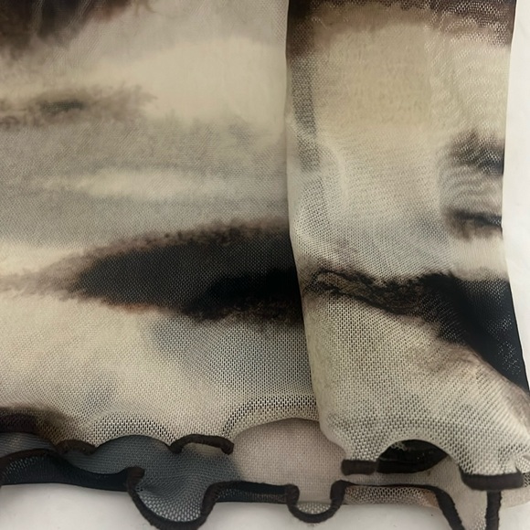 Zara High Waisted Tie Dye Tulle Print Mesh Straight Leg Pants Sz L - Picture 7 of 10